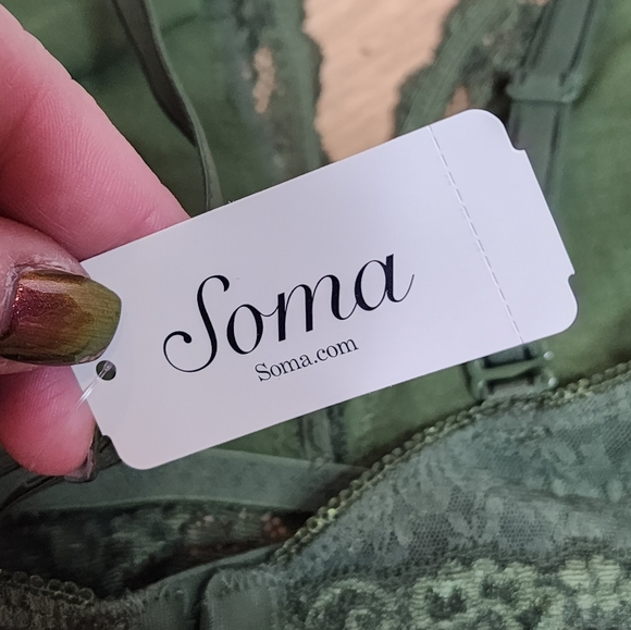 NWT Soma Green Bralette Lace Plunge Size XXL - Picture 9 of 16